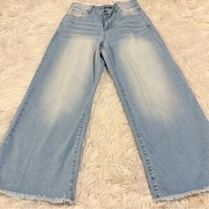 Flamingals wide leg stretchy cropped denim jeans size S FL5-203